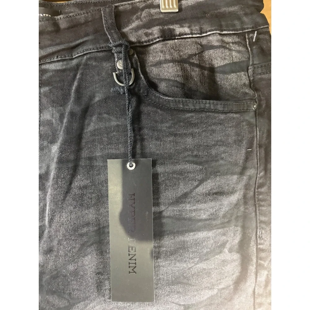 Hyper Denim Black Tiger Distressed Jeans Mens 38 Slim Tapered Streetwear